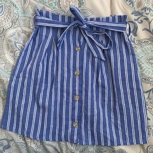 Paperbag skirt. Blue and white striped. Size small.